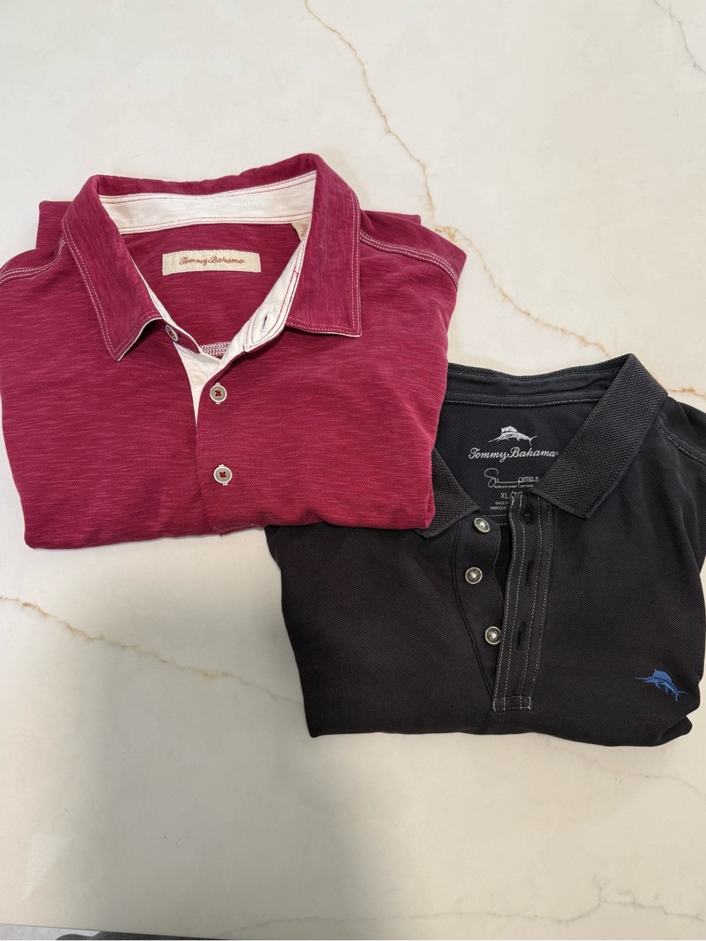 Tommy Bahama Men’s Polo Shirt Bundle Lot of 2 Black and Burgundy XL